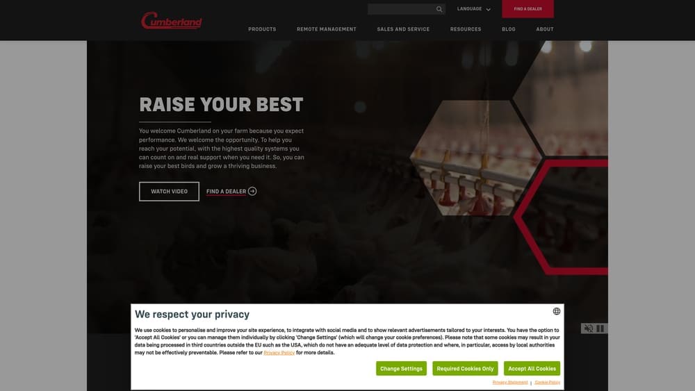 Screenshot of Cumberland website